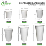 EcoQuality 2 Pack of 500 ct - White Hot Drink Paper Cups 10 oz Disposable Coffee Cups, Recyclable, Compostable, Great for Office, Breakrooms