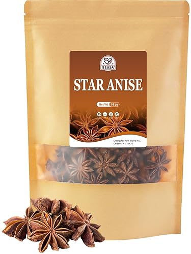 52USA Star Anise, 16 Ounce (Pack of 1), NON-GMO Verified Chinese Star Anise Whole, Dried Star Anise Pods for Tea and baking