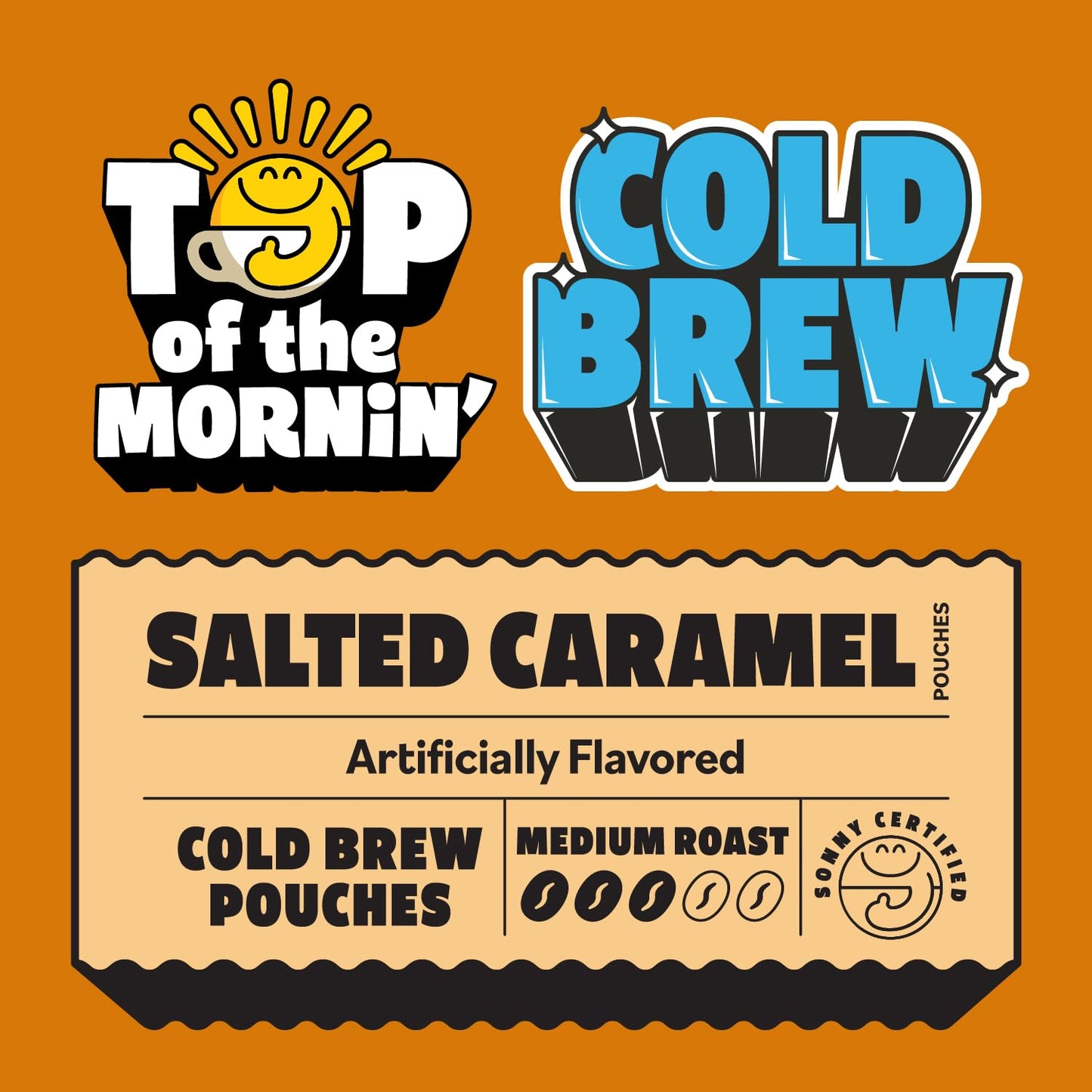 Top of the Mornin' Salted Caramel Cold Brew Coffee By Jacksepticeye | Organic Specialty Grade Coffee Packets | Smooth Flavored Iced Coffee | Medium