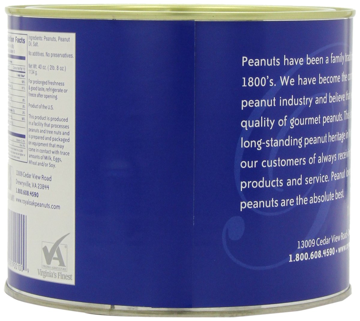 Royal Oak Gourmet Virginia Salted Peanuts, 40-Ounce Tins (Pack of 2)