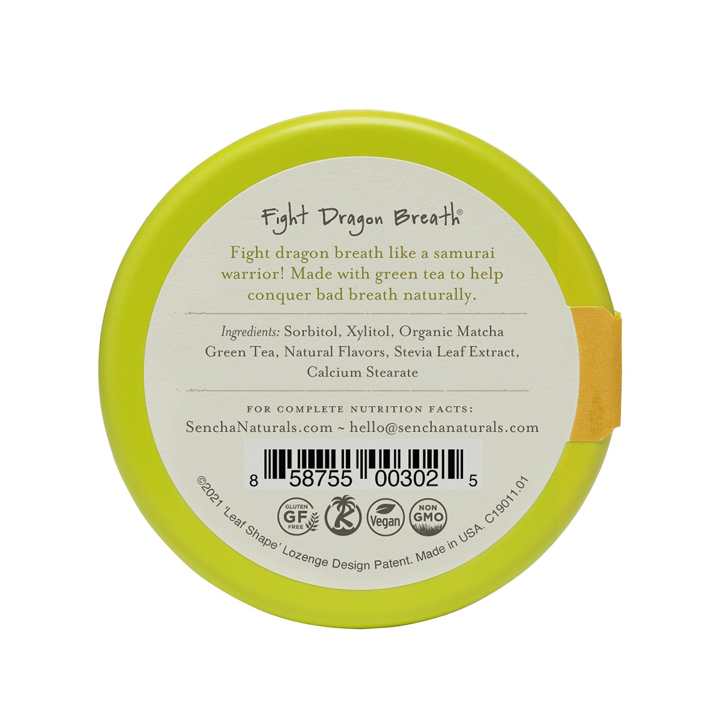 SEN CHA Naturals Green Tea Mints, Tropical Mango, 1.2 oz (Pack of 1)
