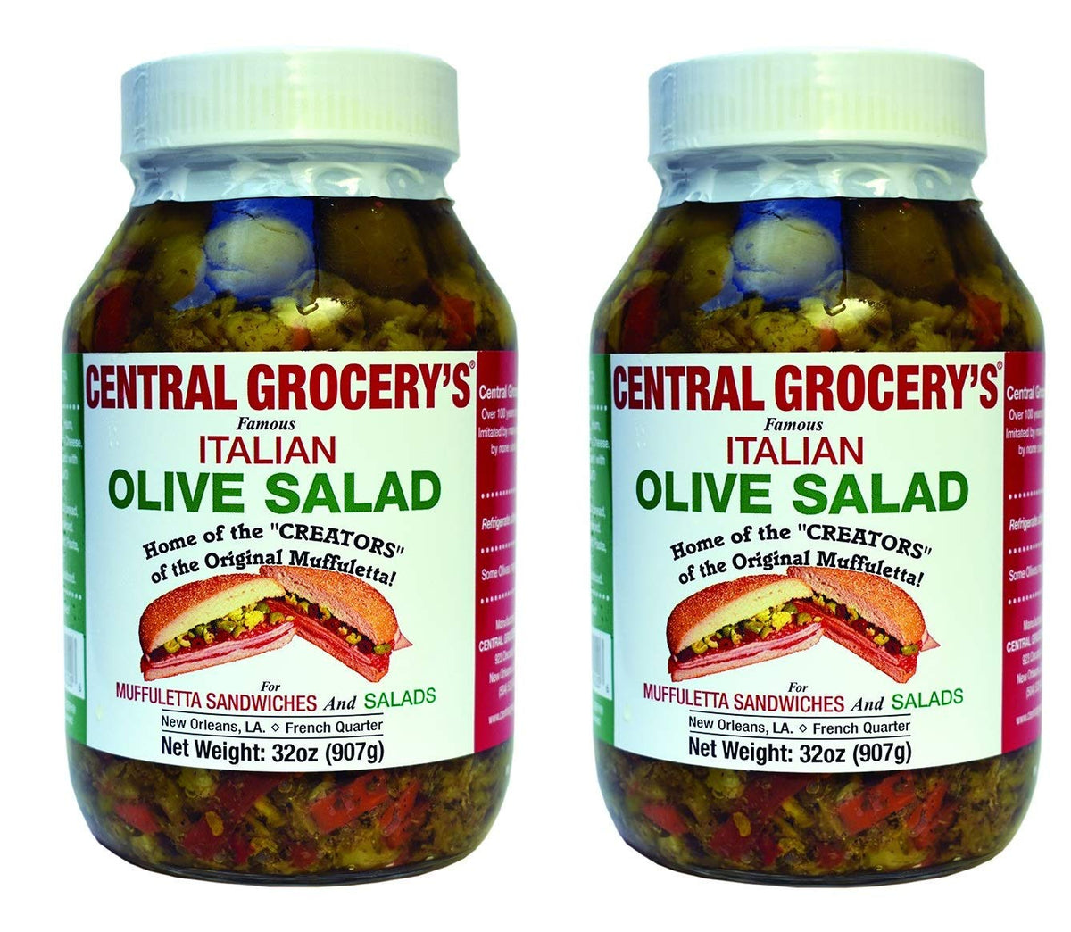 Central Grocery Muffuletta Olive Salad, Original, 32 oz - Pack of 2