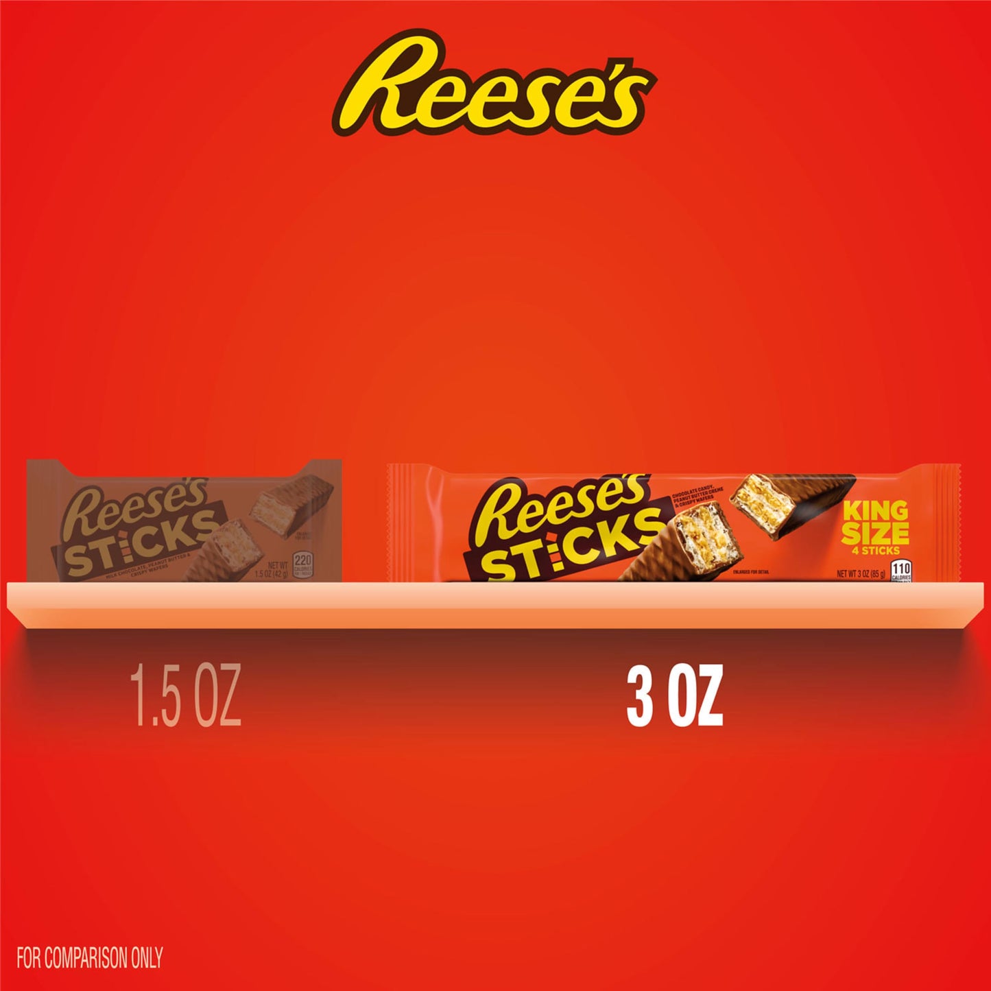 REESE'S STICKS Milk Chocolate Peanut Butter Wafer King Size, Candy Packs, 3 oz (24 Count)