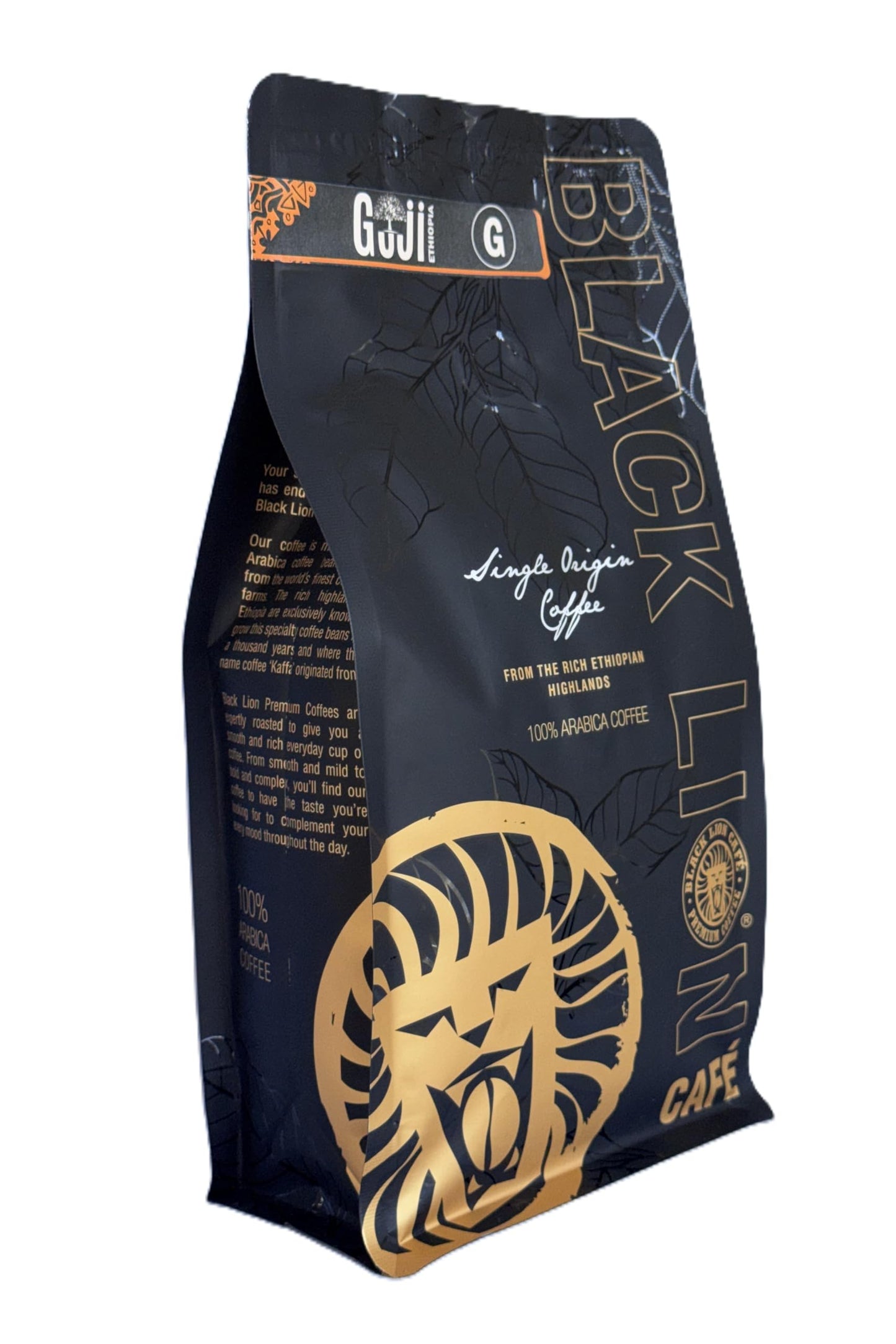 Black Lion Cafe Ethiopian Guji Coffee Beans Single Origin Arabica, Fresh Roasted Premium Whole Bean Coffee, Medium Roast, 16 oz