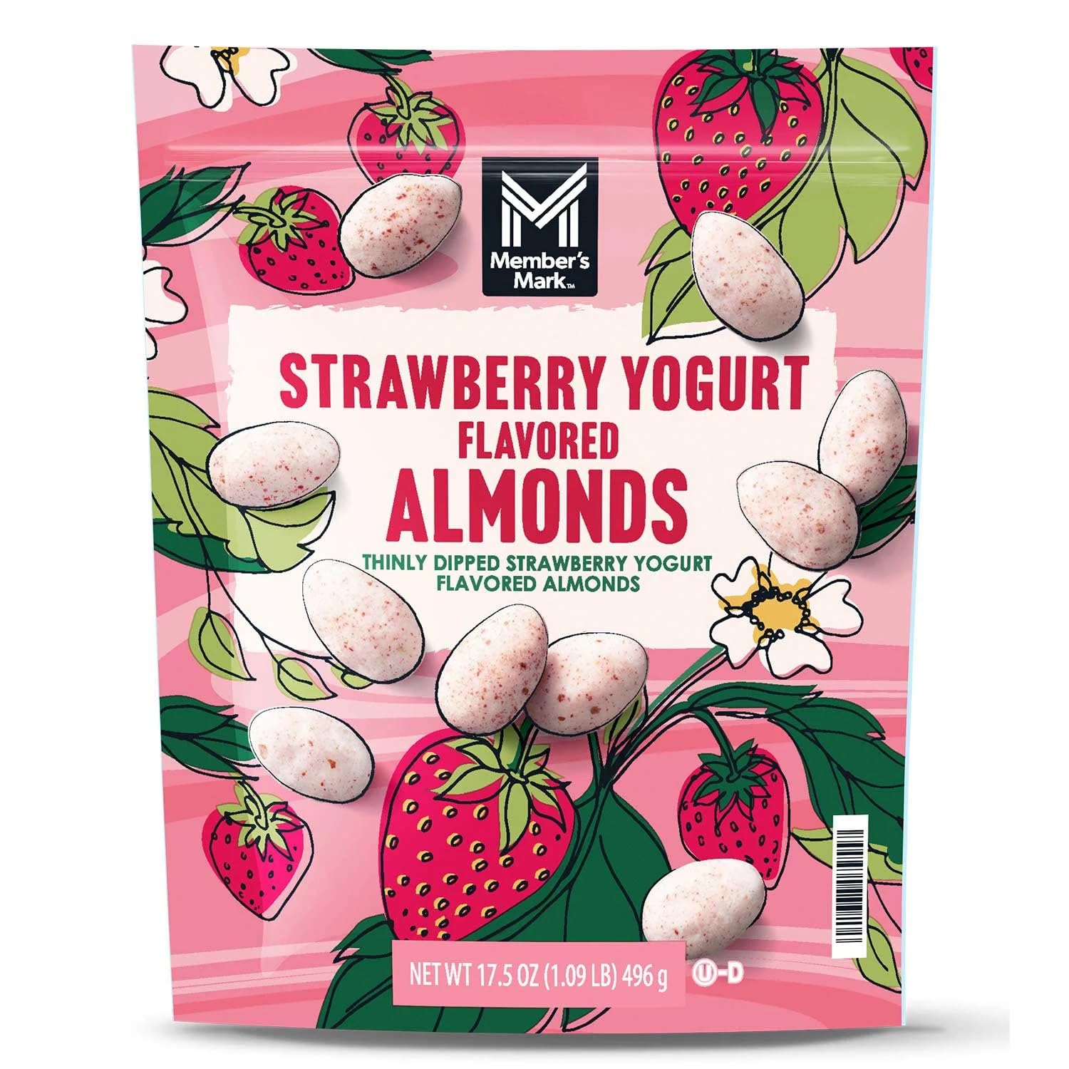 Member's Mark Strawberry Yogurt Flavored Almonds, 17.5 Ounces, Resealable Bag