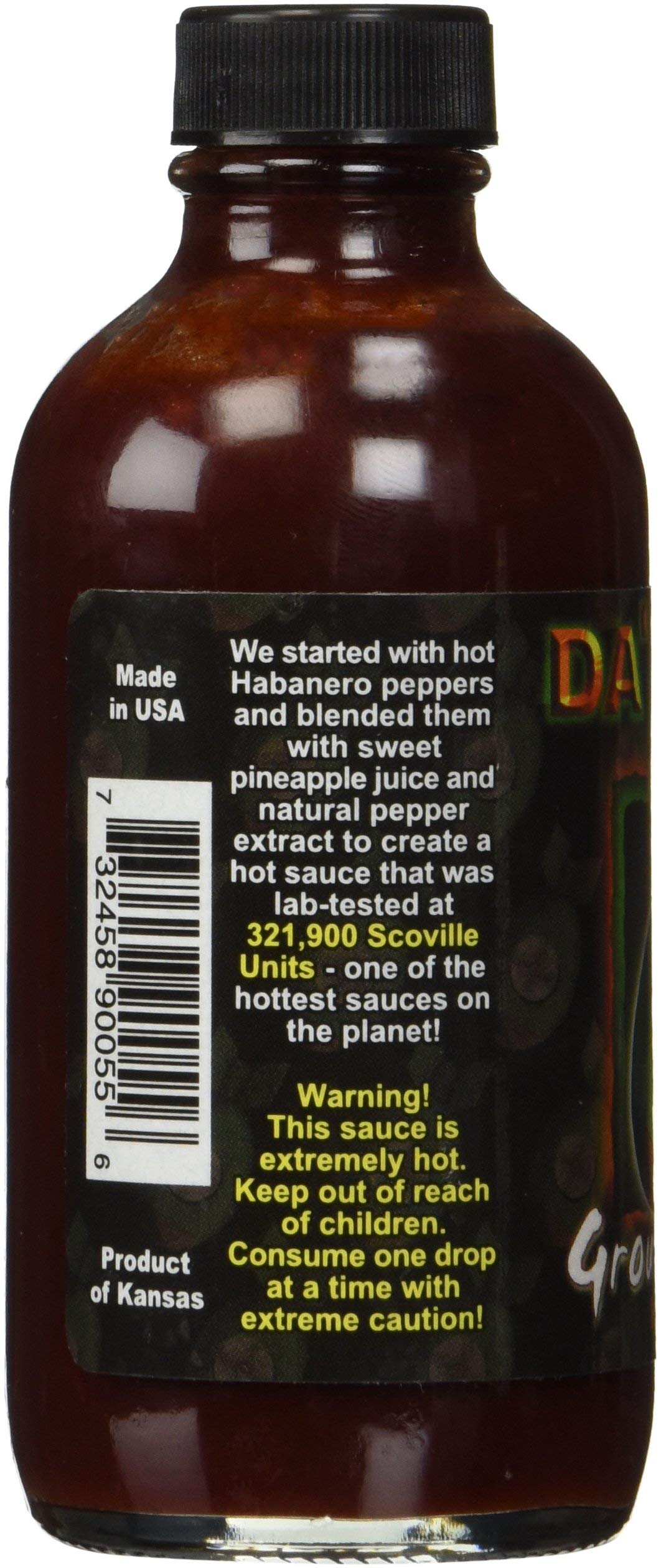 Da Bomb - Ground Zero - Original Hot Sauce - 321,900 Scovilles - 4oz Bottle - Made in USA with Habanero Peppers- Non-GMO, Gluten Free, Sugar Free