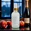 Prosecco and Peaches Room and Linen Spray Made In USA Clean Ingredients Essential Oils Long Lasting Scent AIr Freshener Glass Bottle Floral
