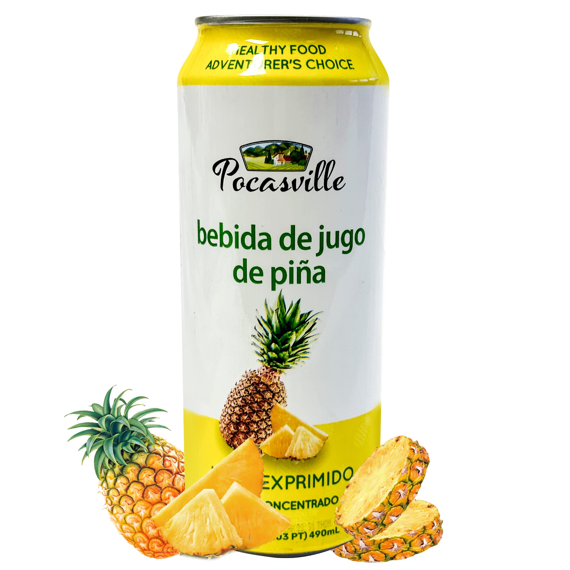 Pocasville Fruit Juices, Squeezed not form Concentrate, 16.5 Fluid Ounce Can (Pineapple, 12)