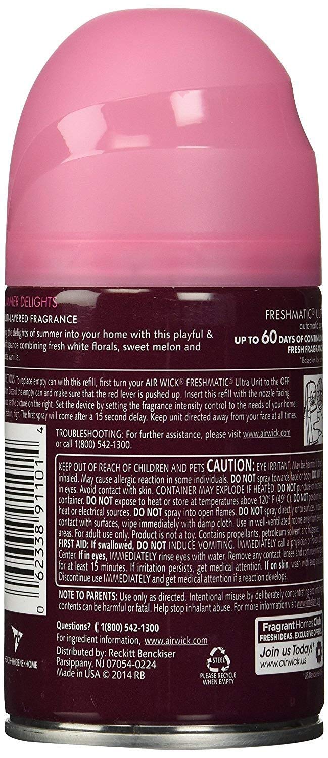 Air Wick Life scents Freshmatic Ultra Automatic Spray Refill, Summer Delights 6.17 oz ( Pack of 2)
