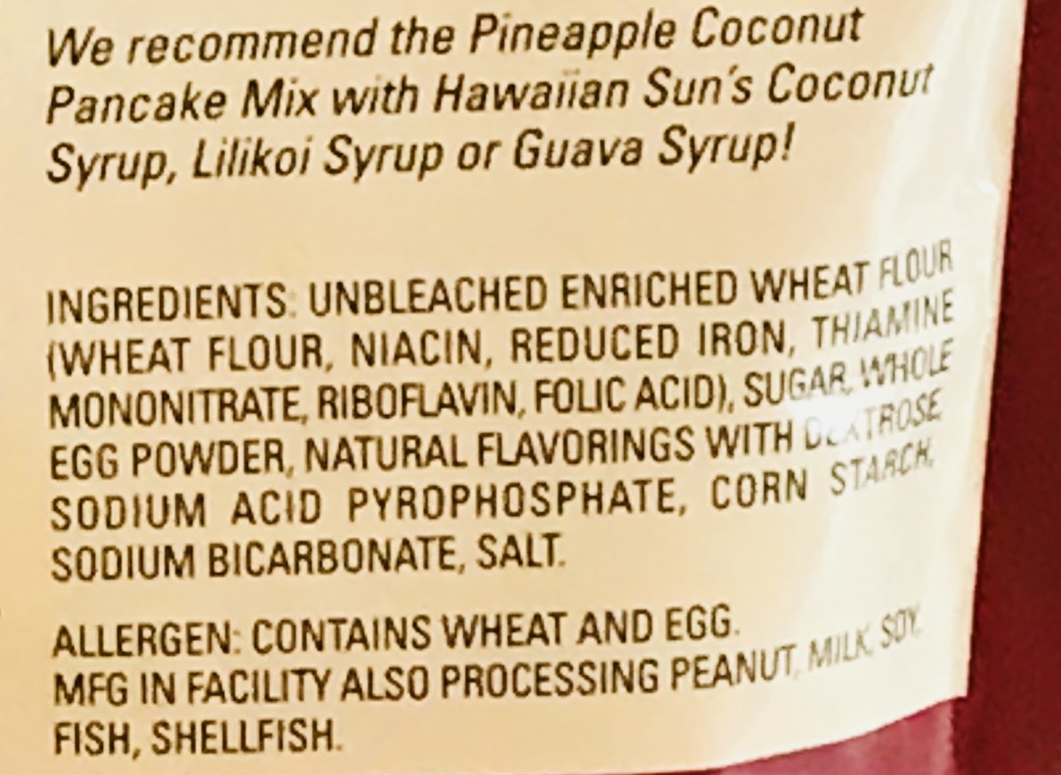 Hawaiian Natural Flavored Pancake Mix! Choose From Macadamia Nut Flavors! Just Add Water! 6oz Package! (Pineapple Coconut)