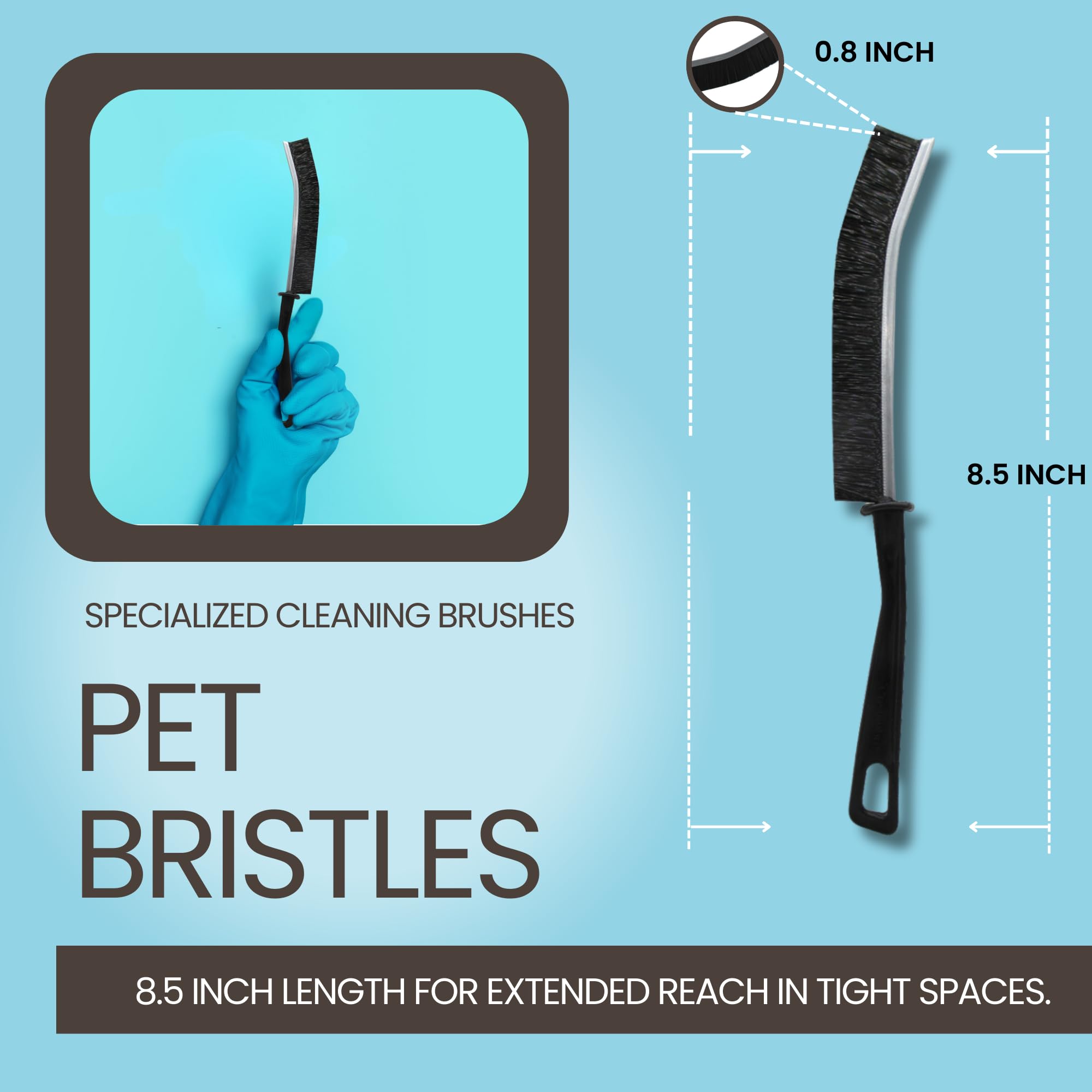 Hard Bristle Crevice Cleaning Brush - Small Scrub Brush for Toilet, Grout, Shower Tile, and Narrow Gaps - Durable Grout Brush with PET Bristles