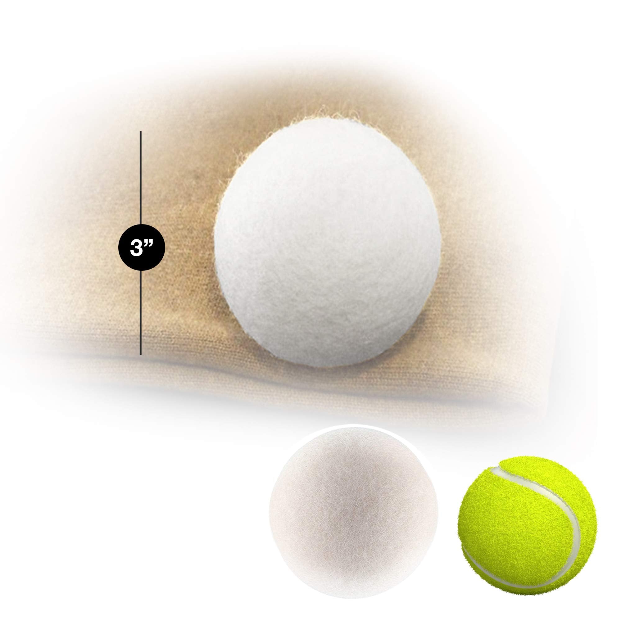Smart Design Wool Dryer Balls - Natural Eco Fabric Softener - Eliminates Wrinkles & Reduces Static - for Laundry, Clothes, Fabrics - Home Organization