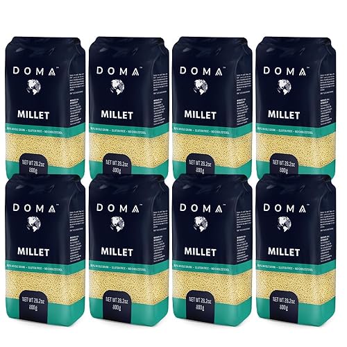 DOMA Millet 14.08lb (8x1.76lb) - Gluten-Free Whole Grain Superfood, Great for Grain Bowl, Hot Cereal, Porridge, Salads, Side Dishes, Puddings, Non-GMO