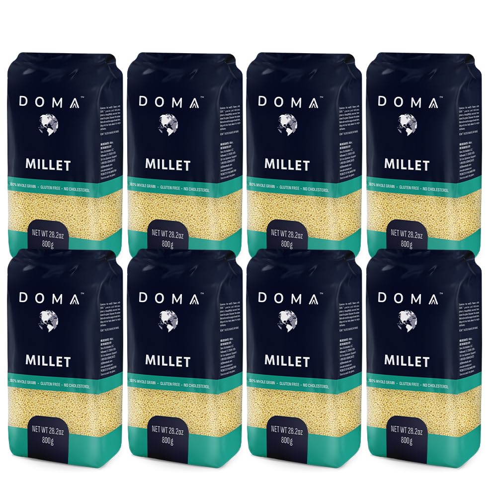 DOMA Millet 14.08lb (8x1.76lb) - Gluten-Free Whole Grain Superfood, Great for Grain Bowl, Hot Cereal, Porridge, Salads, Side Dishes, Puddings, Non-GMO