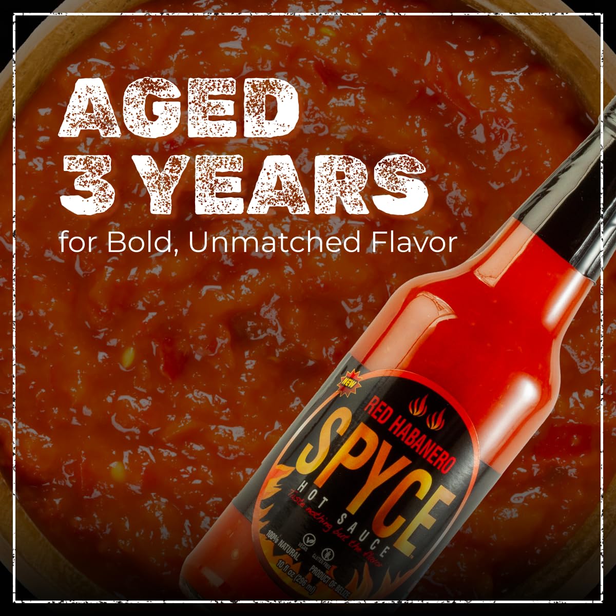 SPYCE Habanero Hot Sauce, Vegan, Gluten Free, Low Sodium, Non-GMO, No MSG, No Sugar, No Filler (10 oz, Red Habanero)