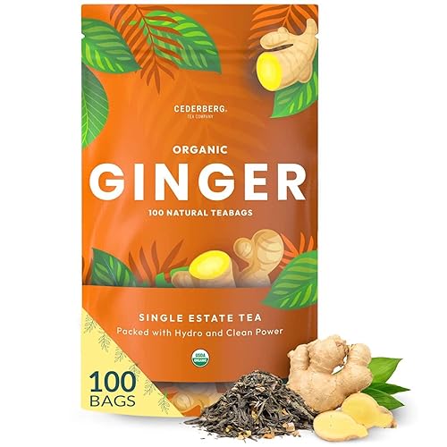 Cederberg Tea Company Organic Ginger Tea - 100 Tea Bags | Organic Herbal Tea From Single Origin | Eco-Friendly | Non-GMO Caffeine Free
