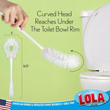 LOLA Toilet Bowl Brush w/Curved Head, Coated Wire, Durable Poly Bristles, Reaches Under Toilet Bowl Rim, 1 Pack