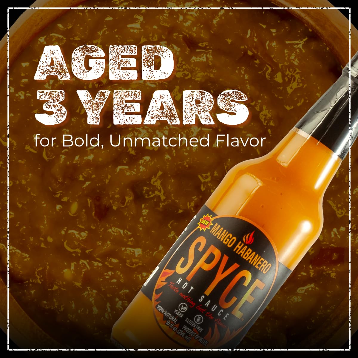 SPYCE Habanero Hot Sauce, Vegan, Gluten Free, Low Sodium, Non-GMO, No MSG, No Sugar, No Filler (10 oz, Mango Habanero)