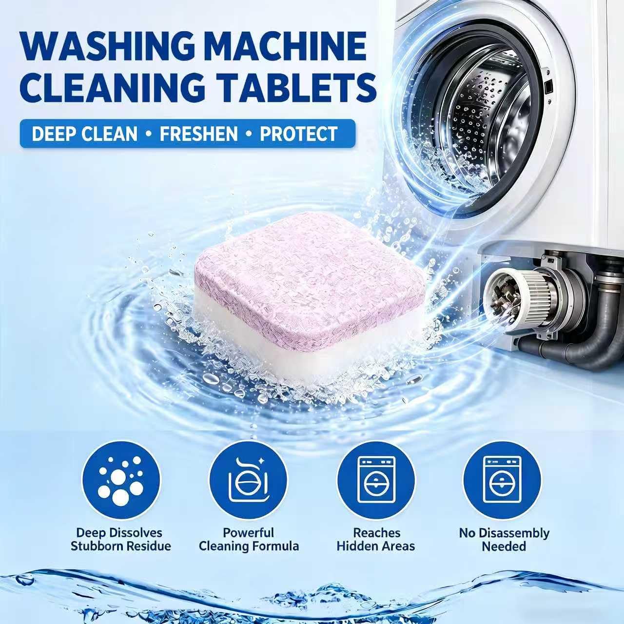WesonYuh Washing Machine Cleaner Tablets, 28 Count - Deep Cleaning Descaler for Most Washer Types