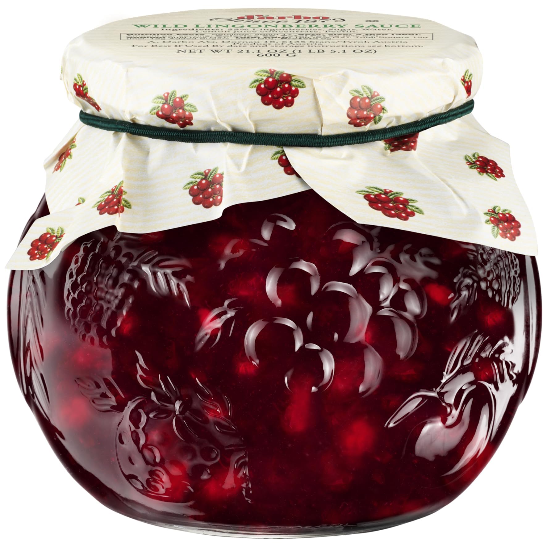 D'arbo Wild Lingonberry Sauce - Premium Fruit Spread, 21.1 oz Jars (600g) - Authentic Austrian Recipe, Ideal for Meats, Cheeses & Desserts | Pack of 3