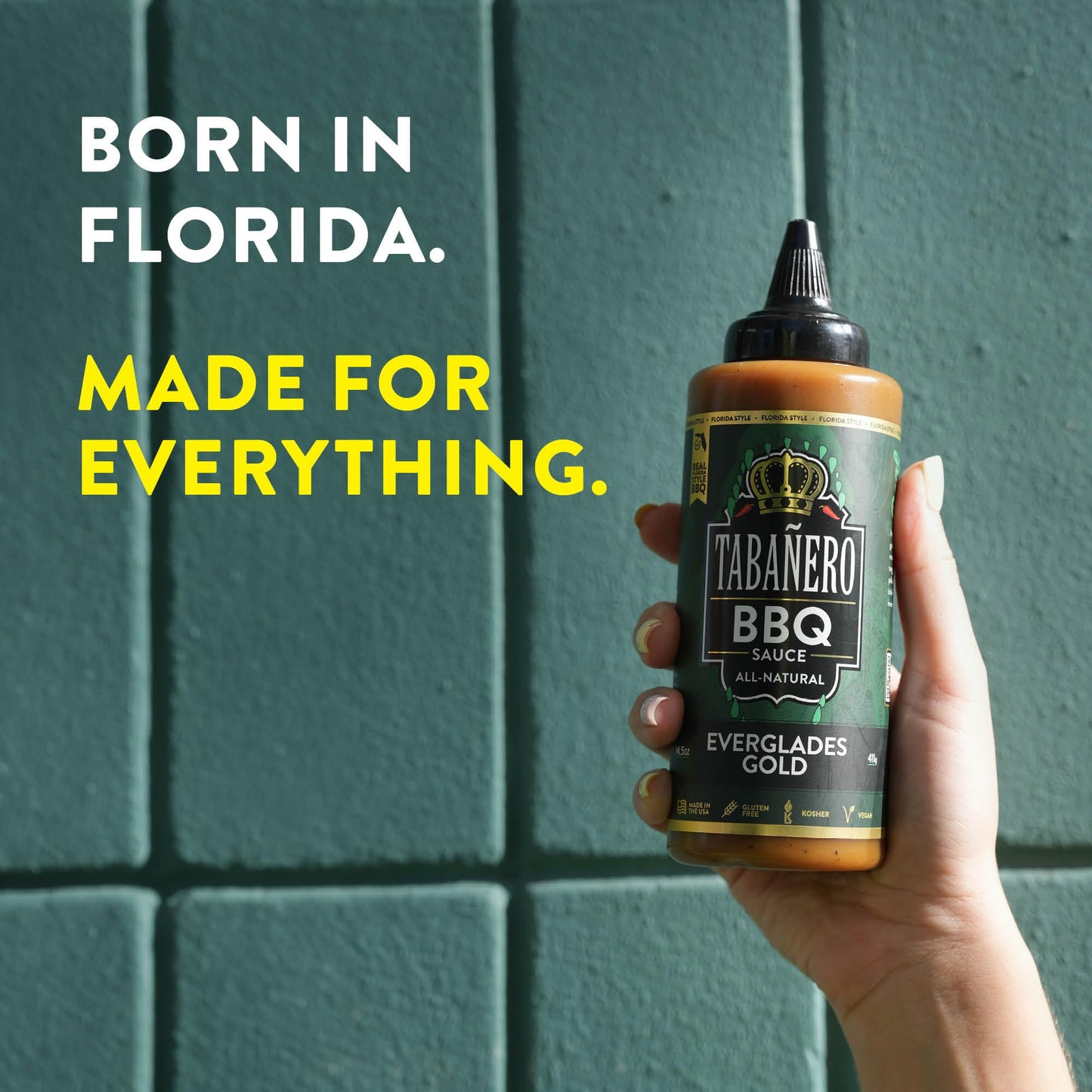 Tabañero Everglades Gold BBQ Sauce, Chicken and Sandwiches, Bottle, 14.5oz
