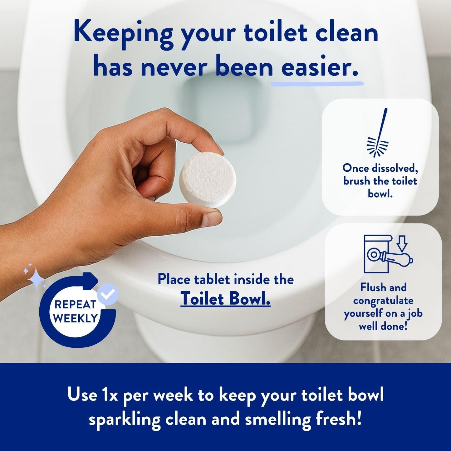 THE CLEAN PEOPLE Toilet Bowl Cleaner | Eco Friendly Toilet Bowl Cleaner Tablets for Removing Hard Water Stains, Rust, and Limescale Buildup (12 Count)