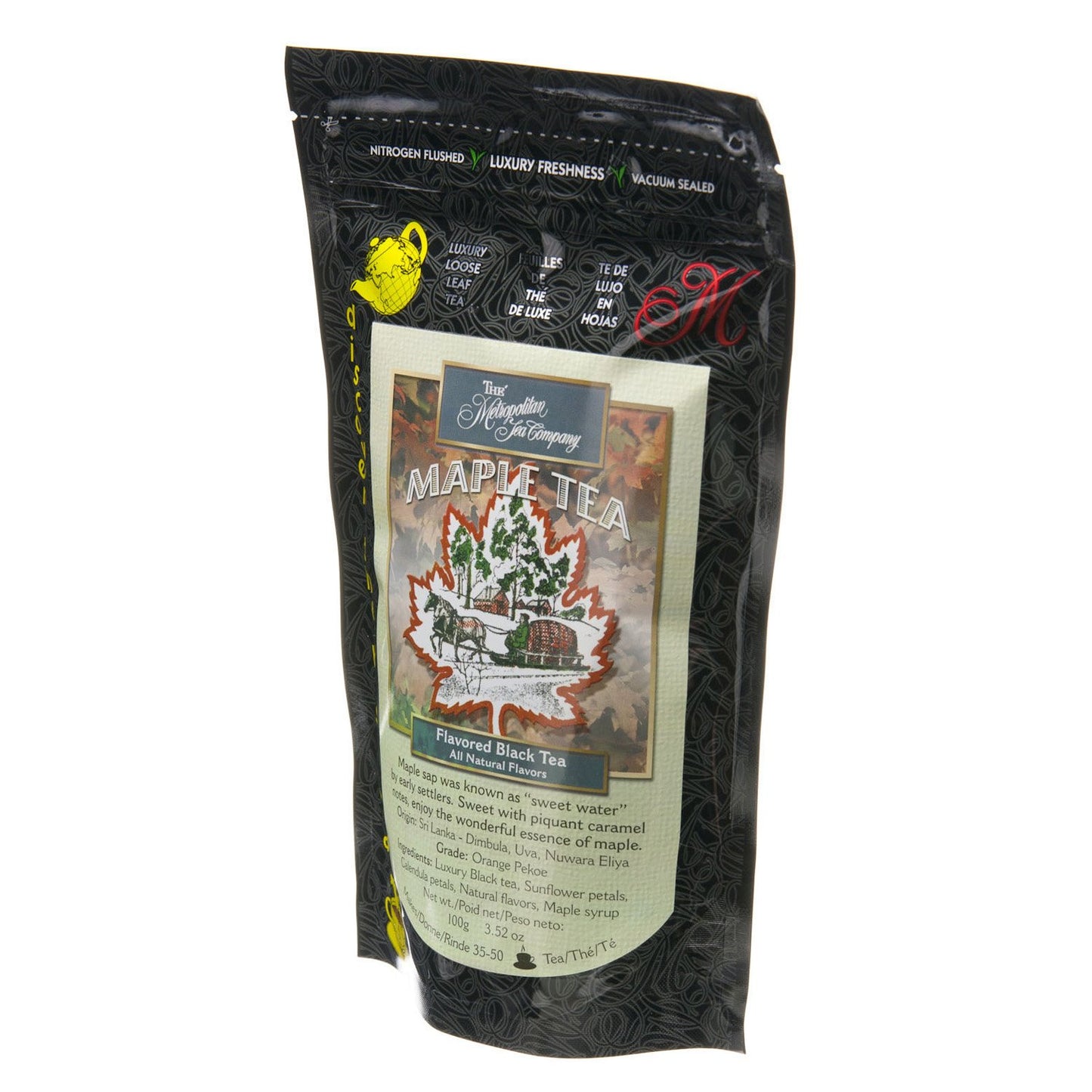 Metropolitan Tea Discovery Loose Tea Pack, Maple Flavored Black, 100gm