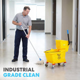 Simpli-Magic Commercial Mop Bucket with Side Press Wringer, 26 Quart - 50,000 Cycles Wringer - Industrial Mop Bucket with Wheels, Yellow
