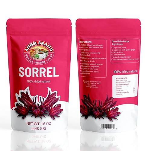 Angel Brand Sorrel leaves 1 Lbs Pouch - Discover Rich Flavor and Aroma of Healthful Delights with Hibiscus Flowers leaf, Crafting Flavorful