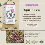 Spirit Tea, Herbal Tea Bags, Chamomile, Lavender, Rose, Cloves, Caffeine-Free, Calming Stress Relief & Health Support Evening Tea - 16 Cups | The