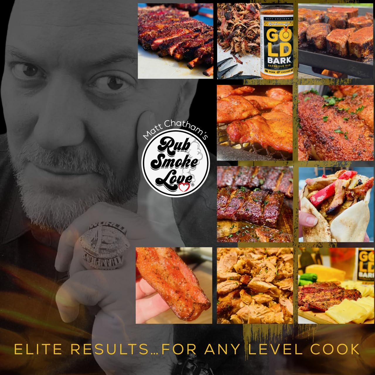 Rub Smoke Love Gold Bark BBQ Rub - All-Purpose Rub and Seasoning for Pork, Chicken and Fish - Perfect for Smoking and Grilling - Aromatic Sweet