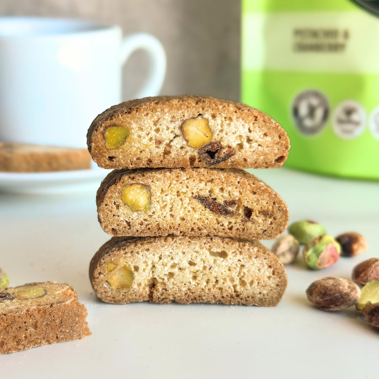 Tutti Gourmet Gluten Free Pistachio & Cranberry Biscotti, 9.9 oz (283g) Resealable Cookie Bag - Vegan and Halal Snacks