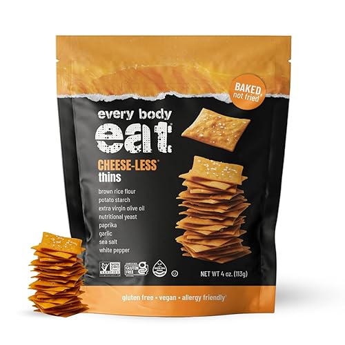 Every Body Eat Snack Cracker Thins, Cheese-Less - Gluten Free, Vegan, Dairy Free, and Seed Oil Free, 4oz