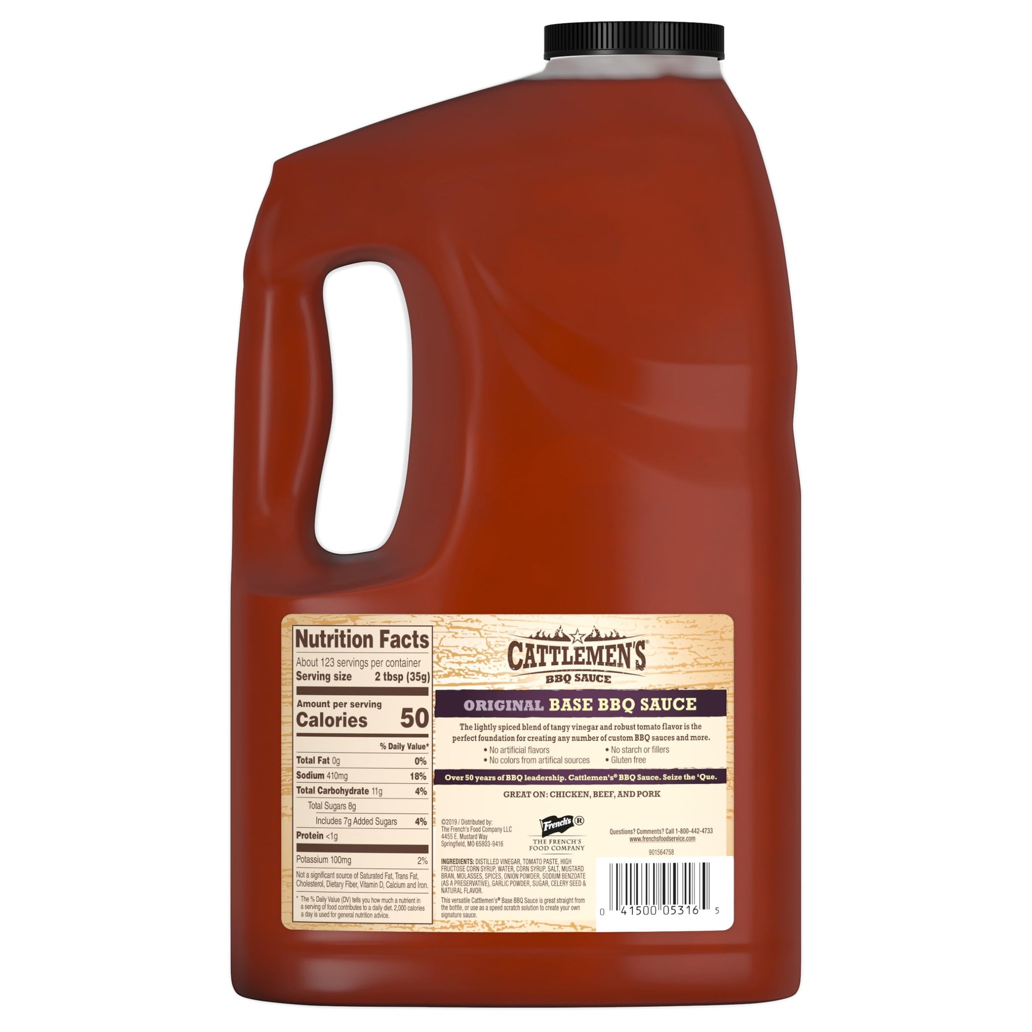 Cattlemen's Original Base BBQ Sauce, 1 gal - One Gallon Container Customizable Barbecue Sauce Base for Chefs, Ideal for Ribs, Briskets, Sauces