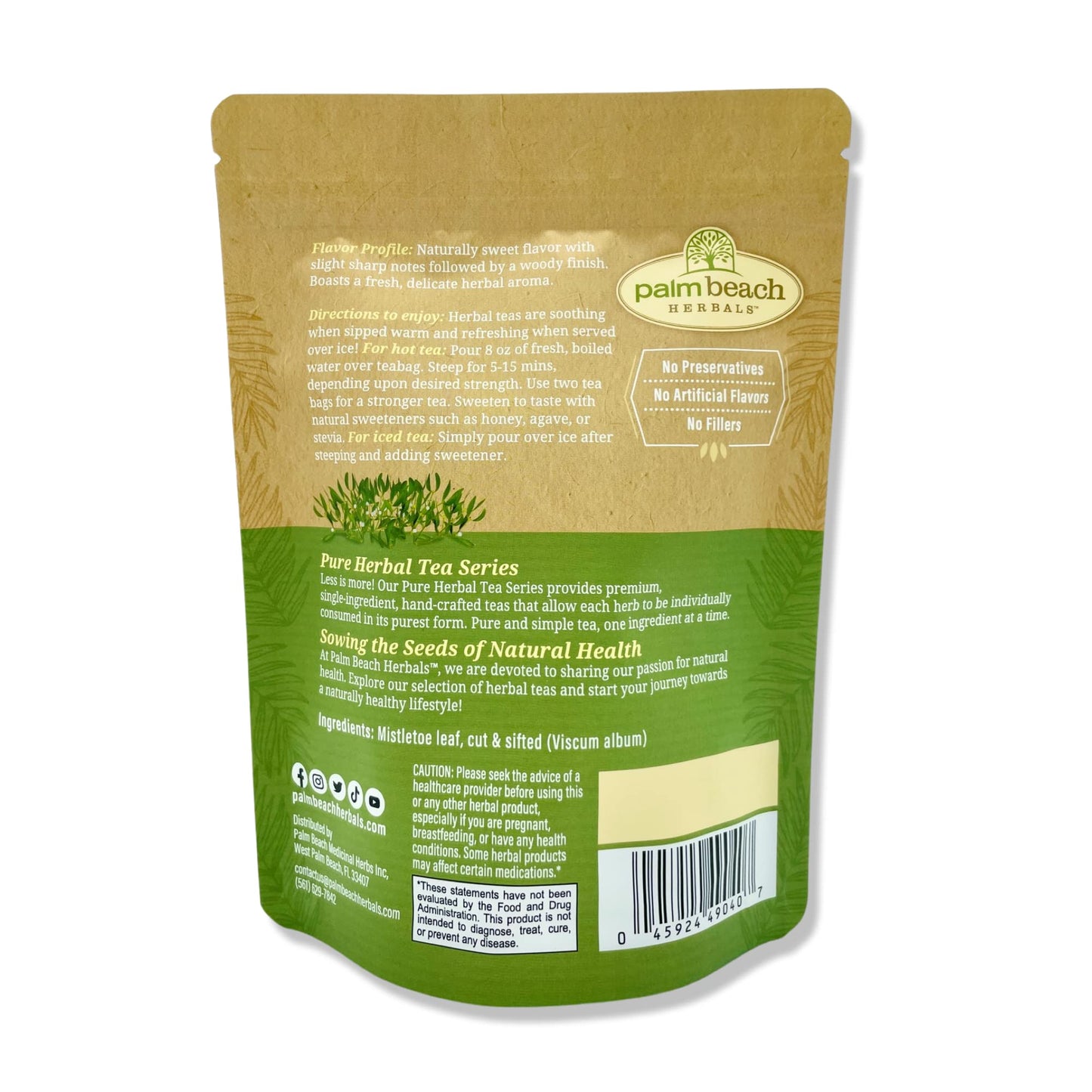 Palm Beach Medicinal Herbs - Mistletoe Tea - Pure Herbal Tea Series, 30ct