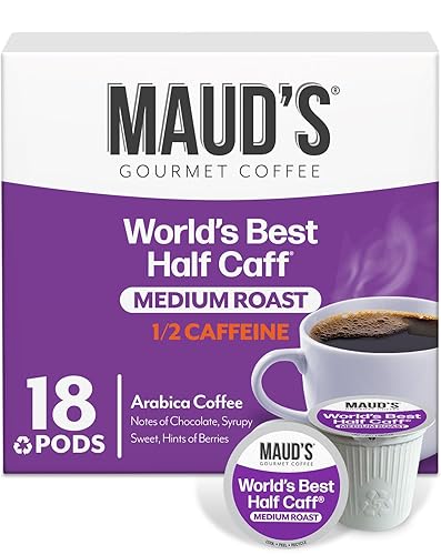 Maud's Half Caff Coffee Pods, 18 ct, Medium Roast Coffee in Single Serve Pods - 100% Arabica Coffee, Compatible with Keurig K Cups Maker