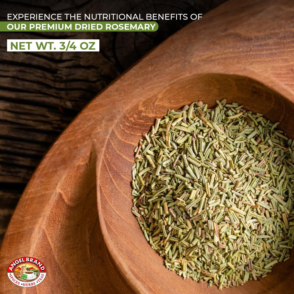 Angel Brand Rosemary Leaves - 0.75 oz Bottle - Dried Rosemary Herb for Cooking, Seasoning, and Aromatic Infusions.