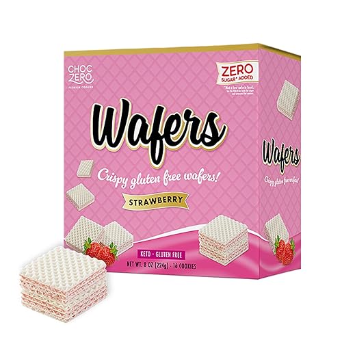 ChocZero Strawberry Wafer Cookies - Sugar Free, Keto Friendly, Low Carb Cookies with No Sugar Alcohols, Gluten Free & Individually Wrapped - 8 oz Box