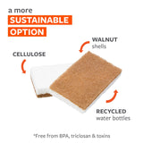 Full Circle Walnut and Cellulose Scrubber Sponges - Pack of 6 - Powerful, Non-Scratch Kitchen Sponges Made with Plant-Based Sustainable Materials