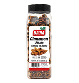 Badia Cinnamon Sticks 8 oz - Sweet and Warm Aromatic Whole Cinnamon Spice - Natural, Gluten Free, Kosher, and No MSG