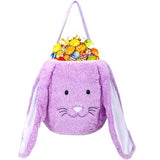Plush Easter Bunny Basket, Monogrammed Bunny Easter Buckets with Long Plush Ear, Egg Hunting Easter Gift Bags Easter Tote Bags for Easter Decorations