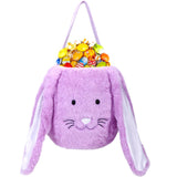 Plush Easter Bunny Basket, Monogrammed Bunny Easter Buckets with Long Plush Ear, Egg Hunting Easter Gift Bags Easter Tote Bags for Easter Decorations