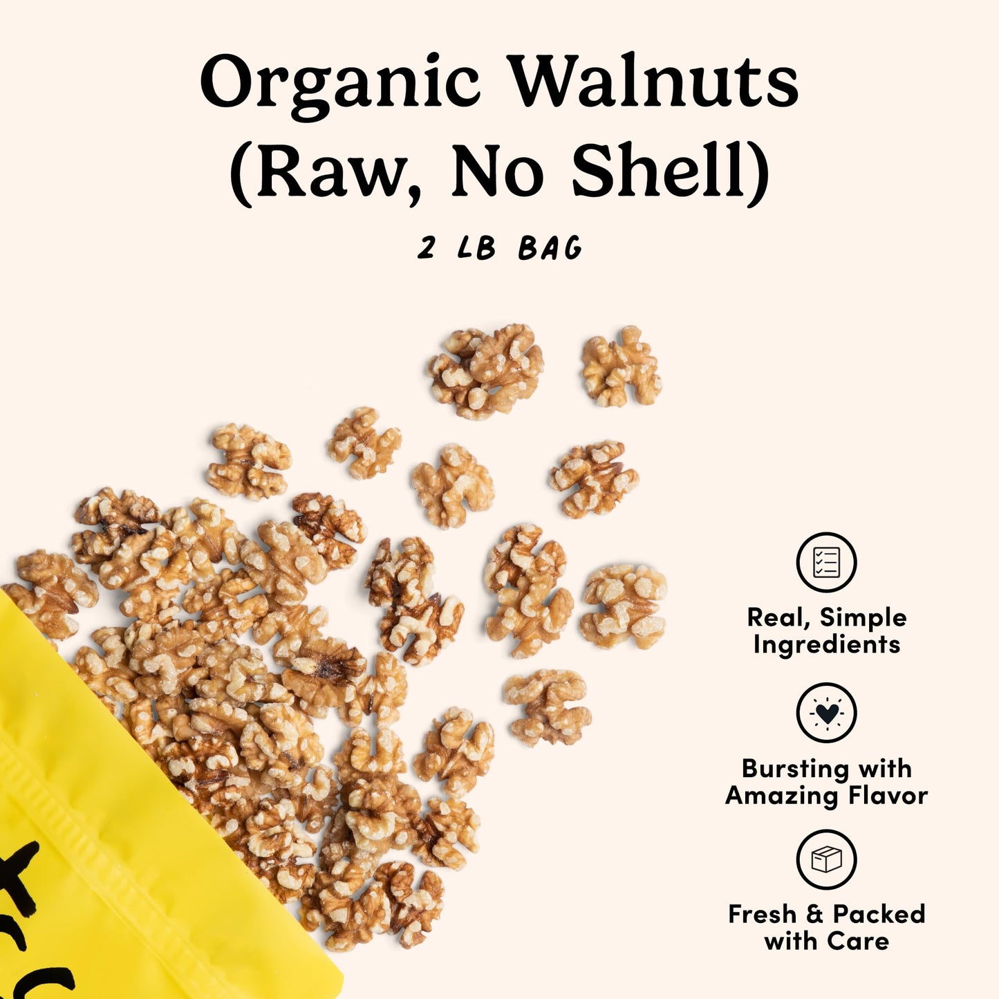 Nuts.com - Organic Walnuts (Raw, No Shell) - Healthy Snack for Adults & Kids, Nutty & Slightly Sweet Flavor, Good Source of Protein & Fiber - Vegan