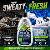 SWEAT X Max Odor Defense Laundry Detergent Liquid - Natural Washing Detergent for Activewear & Gym Clothes - Laundry Detergent for Sensitive Skin