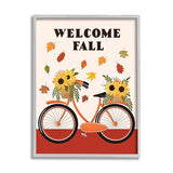 Stupell Industries Welcome Fall Saying Orange Harvest Bicycle Sunflower Basket