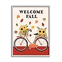 Stupell Industries Welcome Fall Saying Orange Harvest Bicycle Sunflower Basket