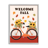 Stupell Industries Welcome Fall Saying Orange Harvest Bicycle Sunflower Basket