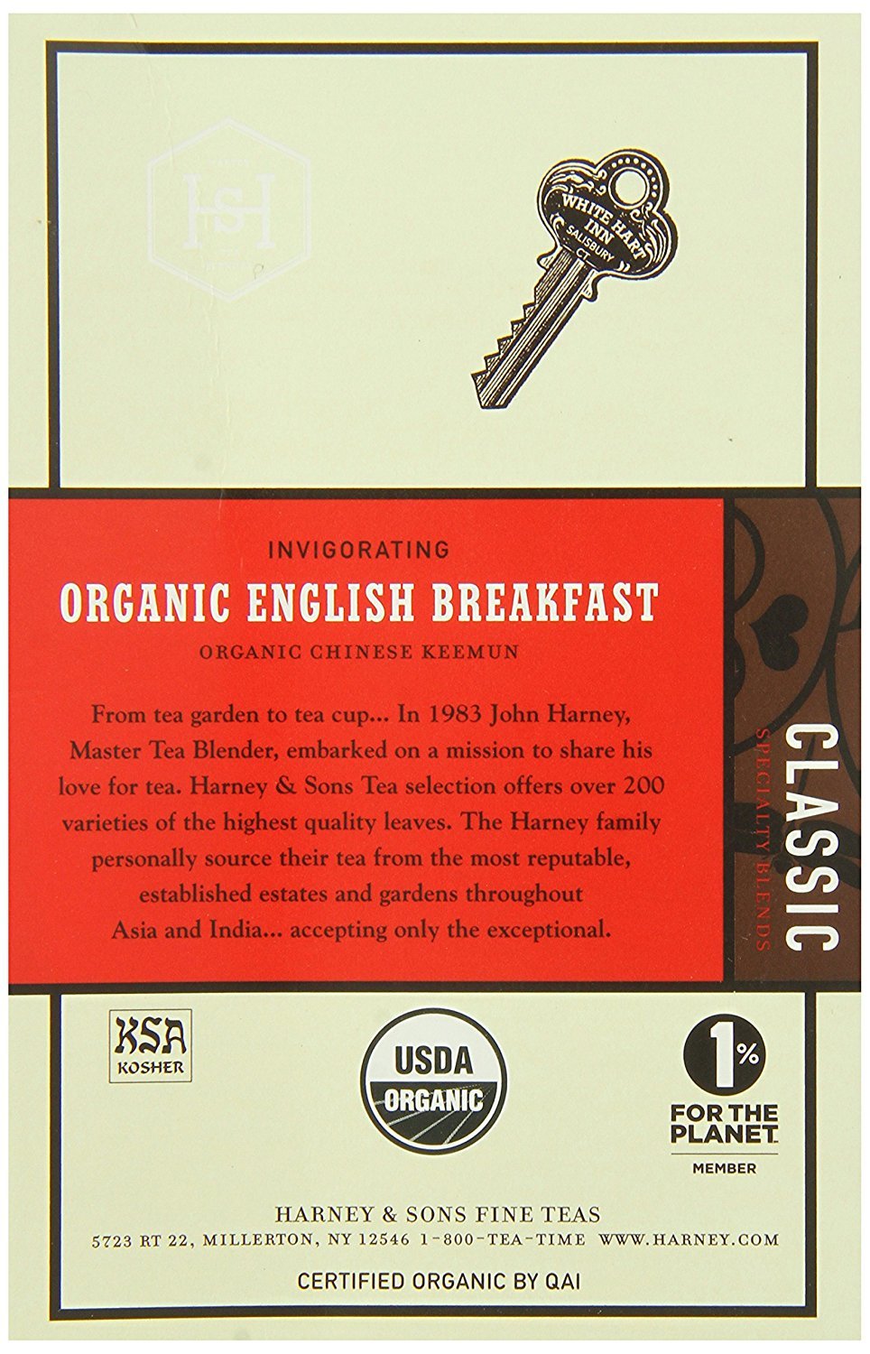 Harney & Sons Organic English Breakfast | 20 Wrapped Sachets, 20 Count Pack of 6, 100% Pure Black Tea