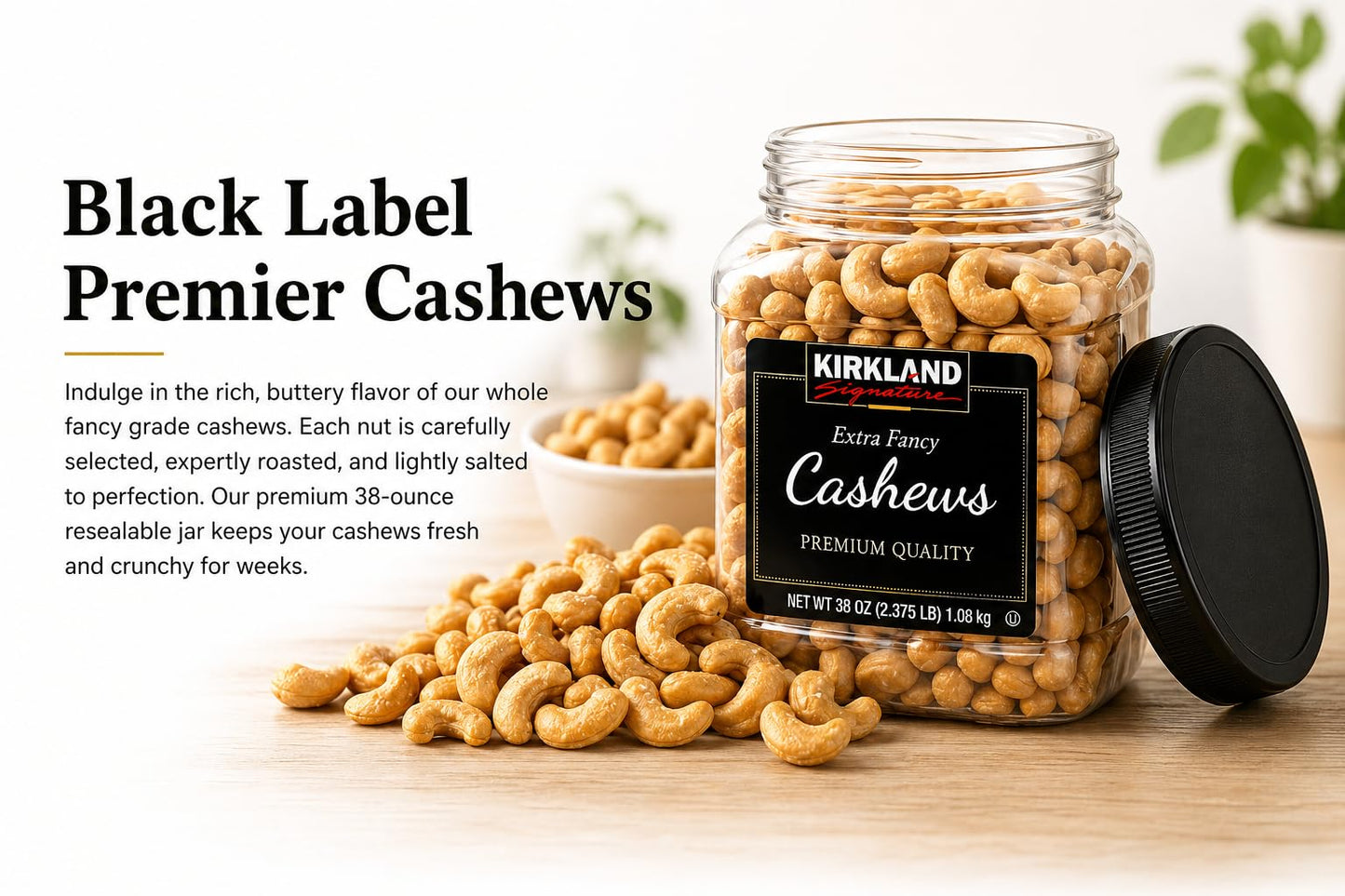 Kirkland Signature Black Label Premier Cashews (38 Ounce)