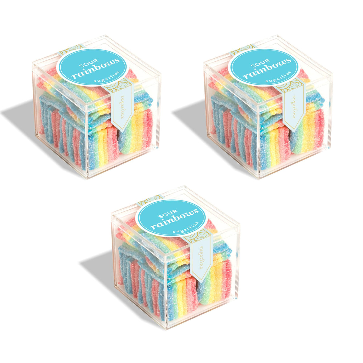 Sugarfina Sour Rainbows Small Candy Cube, Gummies, 3.2 oz, 3 Count